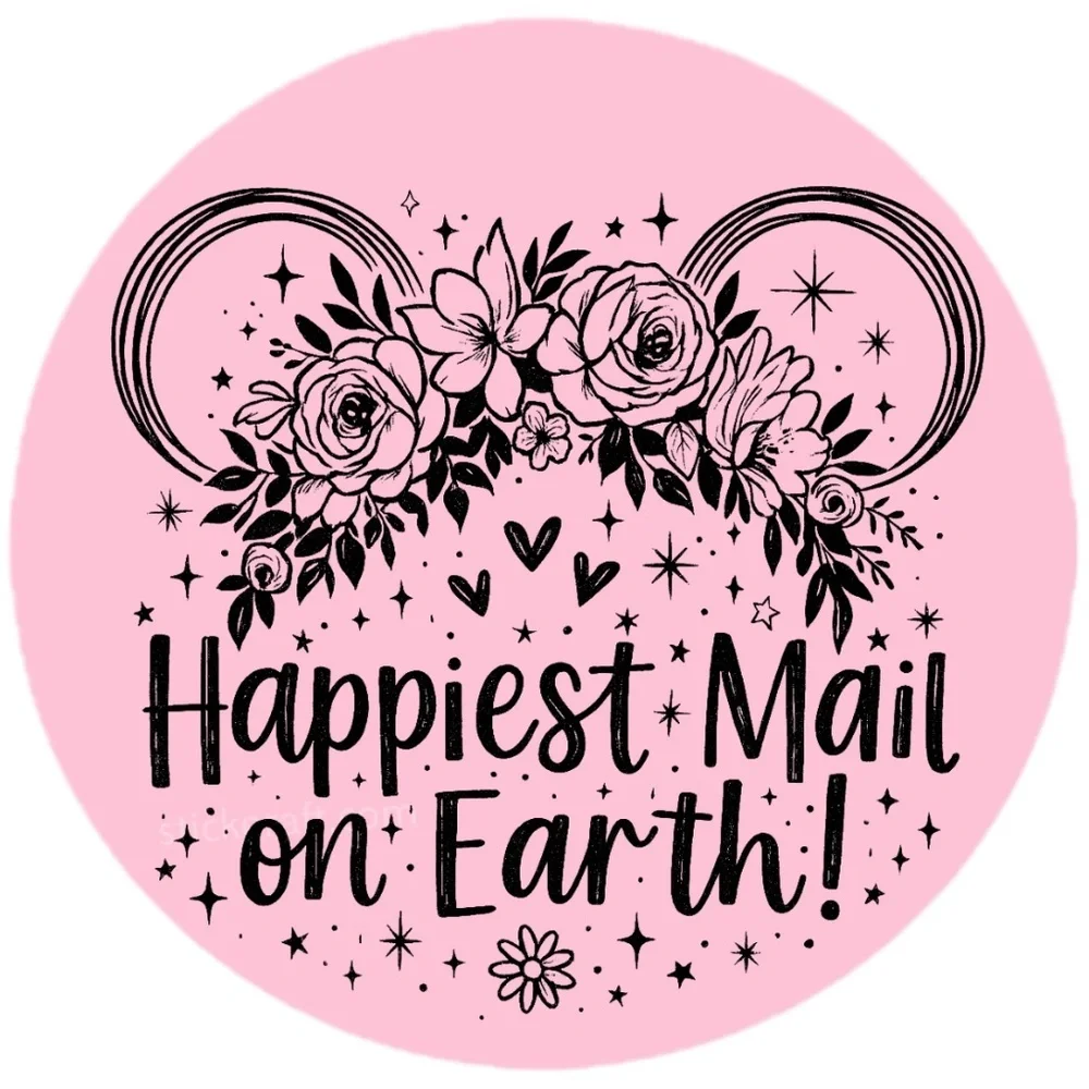 Happiest Mail on Earth Sticker 2” | Cute DISNEY Label | Small Biz Packaging